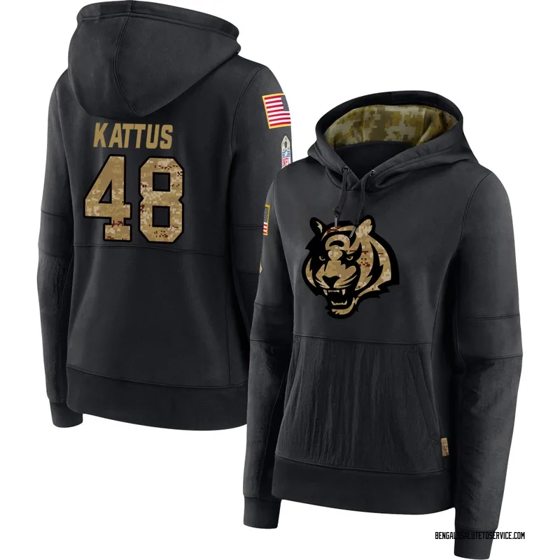 Women's Josh Kattus Cincinnati Bengals Black 2020 Salute to Service Sideline Performance Pullover Hoodie