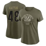 Women's Josh Kattus Cincinnati Bengals Olive 2025 Salute to Service Sideline T-Shirt