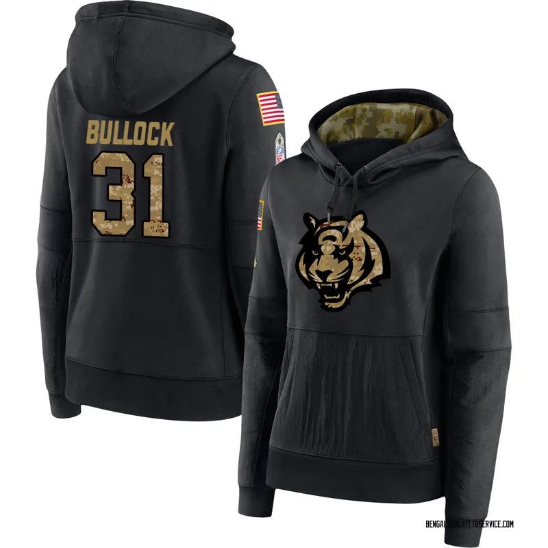 Women's Kentrel Bullock Cincinnati Bengals Black 2020 Salute to Service Sideline Performance Pullover Hoodie