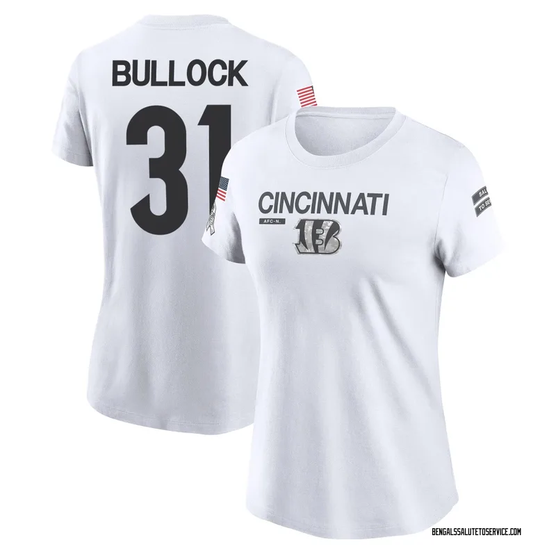 Women's Kentrel Bullock Cincinnati Bengals Legend White 2024 Salute to Service Performance T-Shirt