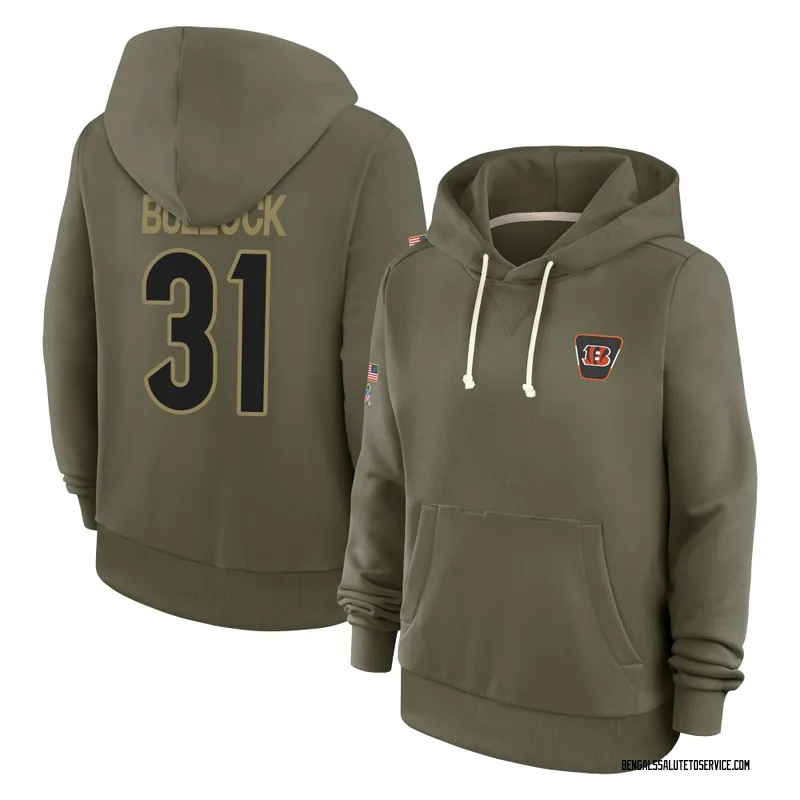 Women's Kentrel Bullock Cincinnati Bengals Olive 2025 Salute to Service Hoodie