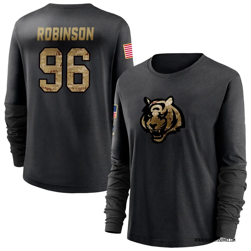 Women's Landon Robinson Cincinnati Bengals Black 2020 Salute To Service Sideline Performance Long Sleeve T-Shirt