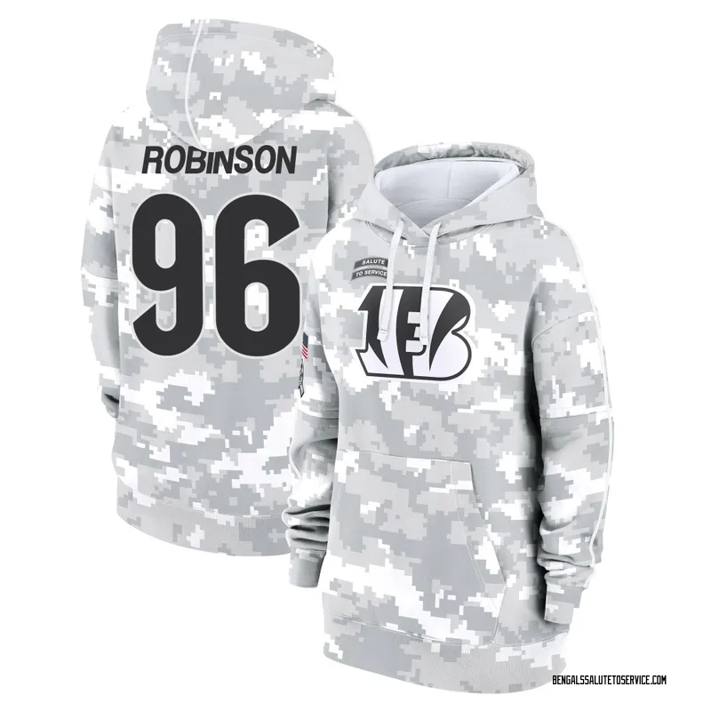 Women's Landon Robinson Cincinnati Bengals Camo Arctic 2024 Salute to Service Club Fleece Pullover Hoodie