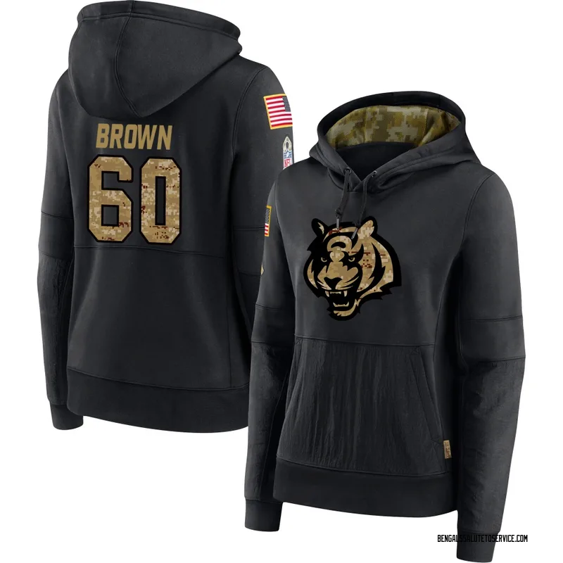 Women's Liam Brown Cincinnati Bengals Black 2020 Salute to Service Sideline Performance Pullover Hoodie