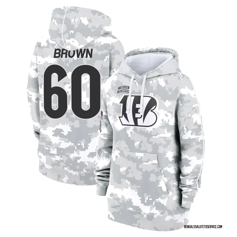 Women's Liam Brown Cincinnati Bengals Camo Arctic 2024 Salute to Service Club Fleece Pullover Hoodie
