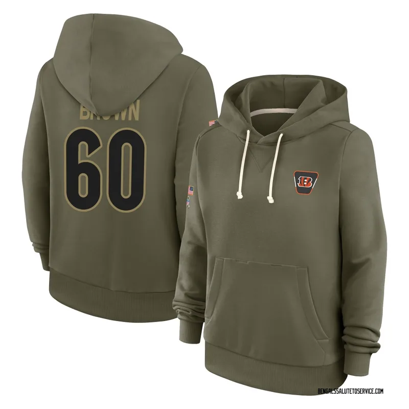 Women's Liam Brown Cincinnati Bengals Olive 2025 Salute to Service Hoodie