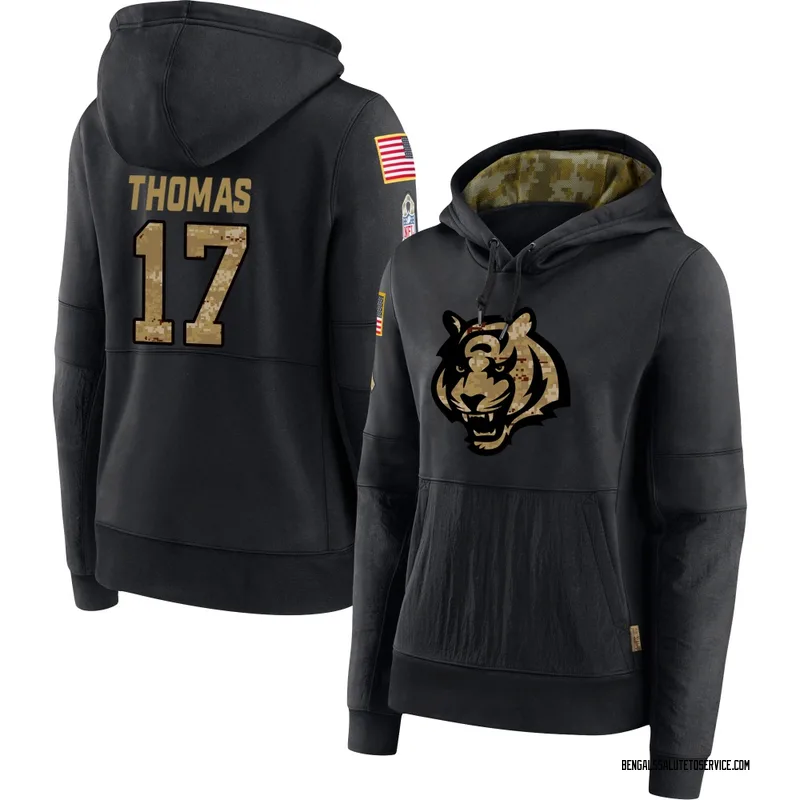 Women's Noah Thomas Cincinnati Bengals Black 2020 Salute to Service Sideline Performance Pullover Hoodie