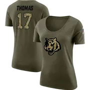 Women's Noah Thomas Cincinnati Bengals Legend Olive Salute to Service Scoop Neck T-Shirt