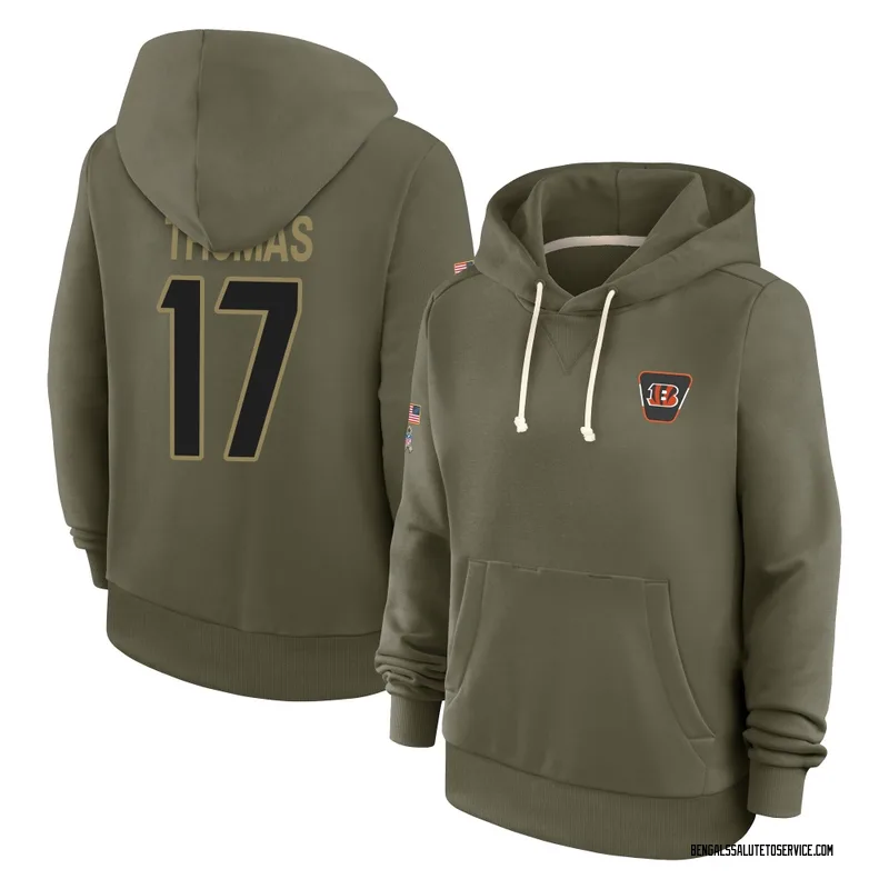 Women's Noah Thomas Cincinnati Bengals Olive 2025 Salute to Service Hoodie