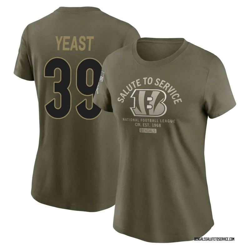 Women's Russ Yeast Cincinnati Bengals Olive 2025 Salute to Service Sideline T-Shirt