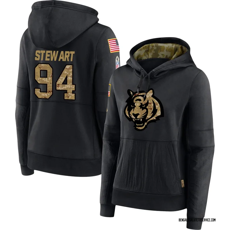 Women's Shemar Stewart Cincinnati Bengals Black 2020 Salute to Service Sideline Performance Pullover Hoodie