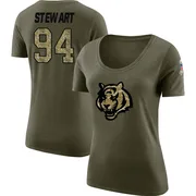 Women's Shemar Stewart Cincinnati Bengals Legend Olive Salute to Service Scoop Neck T-Shirt