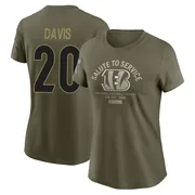 Women's Tacario Davis Cincinnati Bengals Olive 2025 Salute to Service Sideline T-Shirt