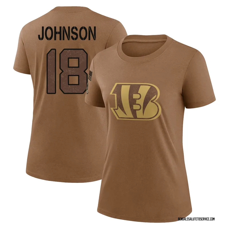 Women's Xavier Johnson Cincinnati Bengals Legend Brown 2023 Salute To Service Performance T-Shirt