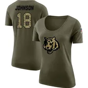 Women's Xavier Johnson Cincinnati Bengals Legend Olive Salute to Service Scoop Neck T-Shirt