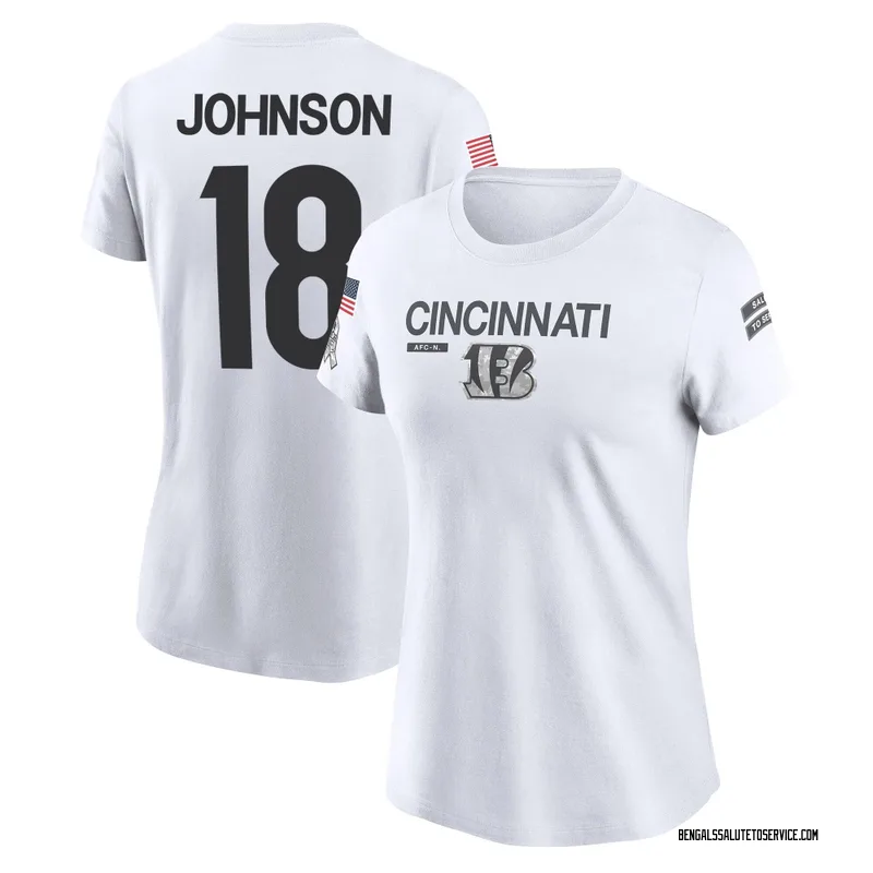 Women's Xavier Johnson Cincinnati Bengals Legend White 2024 Salute to Service Performance T-Shirt