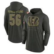 Youth Antwaun Powell-Ryland Cincinnati Bengals Green Forest/ 2025 Salute to Service Sideline Lightweight Hooded Pullover Long Sl