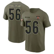 Youth Antwaun Powell-Ryland Cincinnati Bengals Olive 2025 Salute to Service Name & Number T-Shirt
