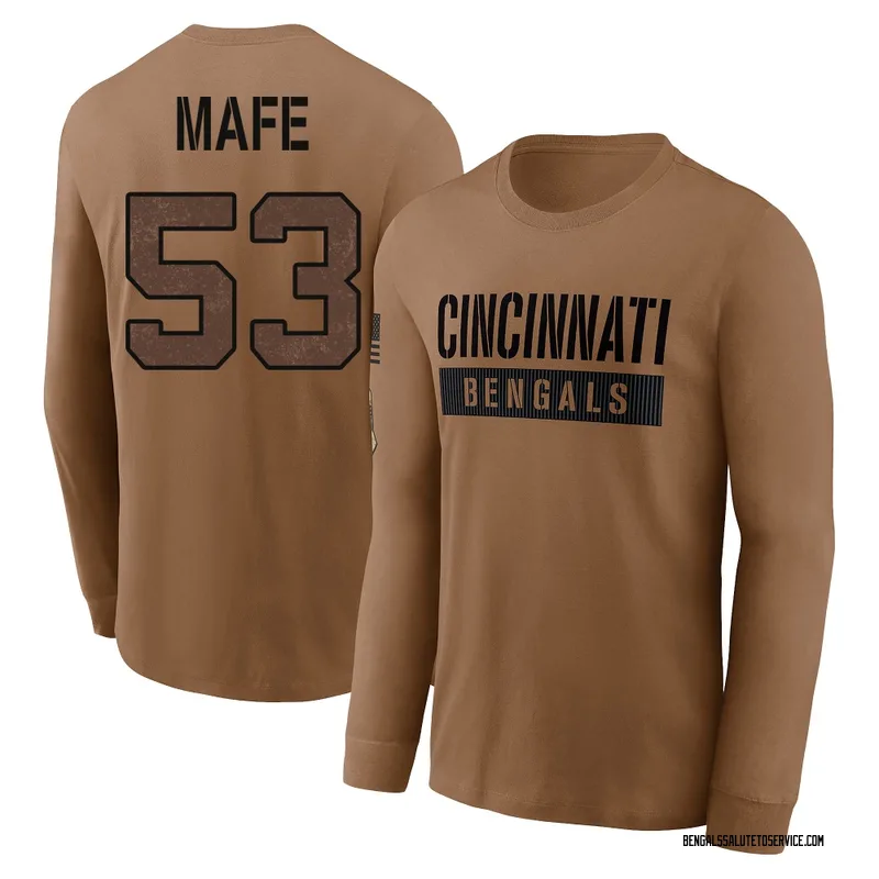 Youth Boye Mafe Cincinnati Bengals Brown 2023 Salute To Service Long Sleeve T-Shirt