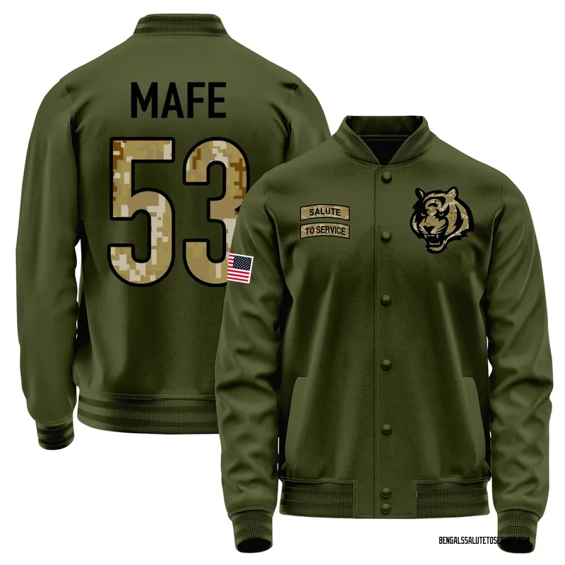 Youth Boye Mafe Cincinnati Bengals Olive Salute to Service Sideline Performance Jacket