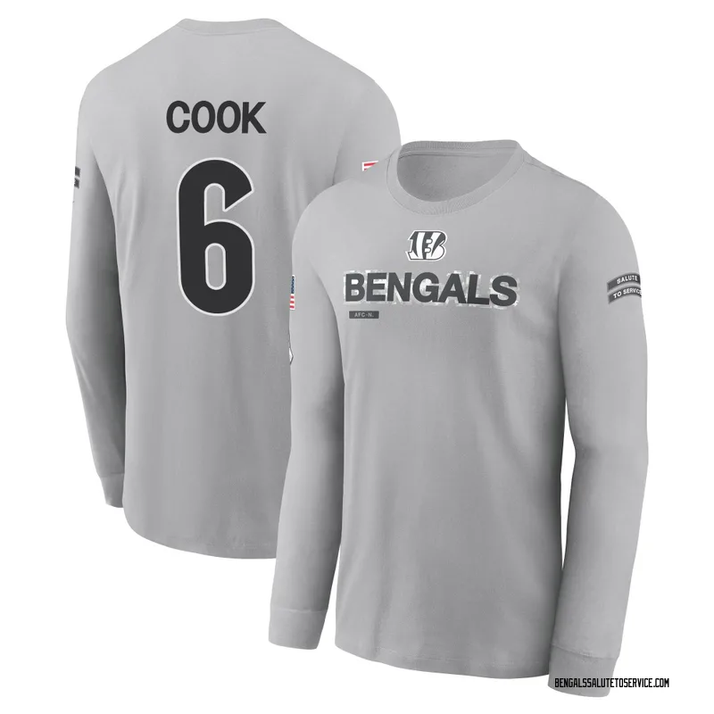 Youth Bryan Cook Cincinnati Bengals Gray 2024 Salute to Service Long Sleeve T-Shirt