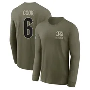 Youth Bryan Cook Cincinnati Bengals Olive 2025 Salute to Service Sideline Long Sleeve T-Shirt