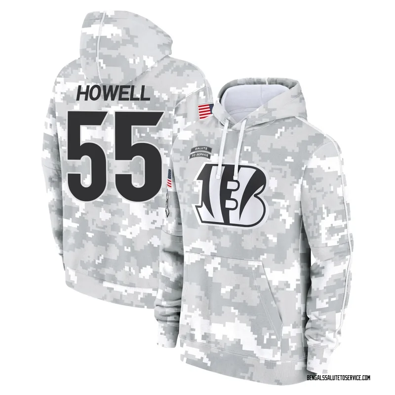 Youth Cashius Howell Cincinnati Bengals Camo Arctic 2024 Salute to Service Club Fleece Pullover Hoodie