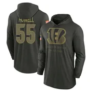 Youth Cashius Howell Cincinnati Bengals Green Forest/ 2025 Salute to Service Sideline Lightweight Hooded Pullover Long Sleeve T-