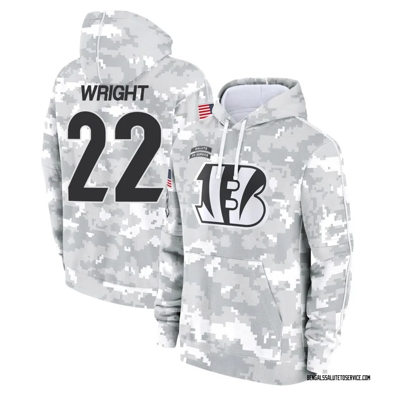 Youth Ceyair Wright Cincinnati Bengals Camo Arctic 2024 Salute to Service Club Fleece Pullover Hoodie