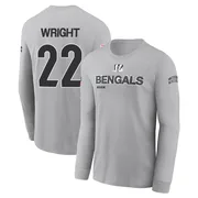 Youth Ceyair Wright Cincinnati Bengals Gray 2024 Salute to Service Long Sleeve T-Shirt