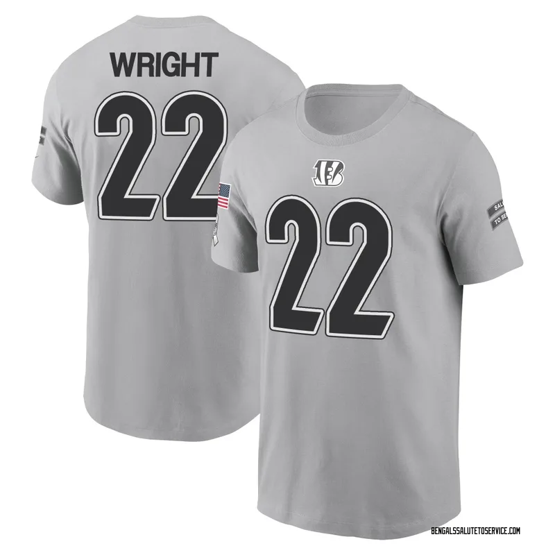 Youth Ceyair Wright Cincinnati Bengals Gray 2024 Salute to Service Name & Number T-Shirt