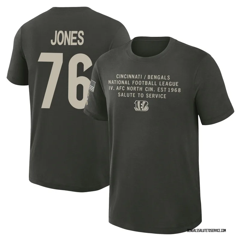 Youth Christian Jones Cincinnati Bengals Green Dark/ 2025 Salute to Service Sideline Slub T-Shirt