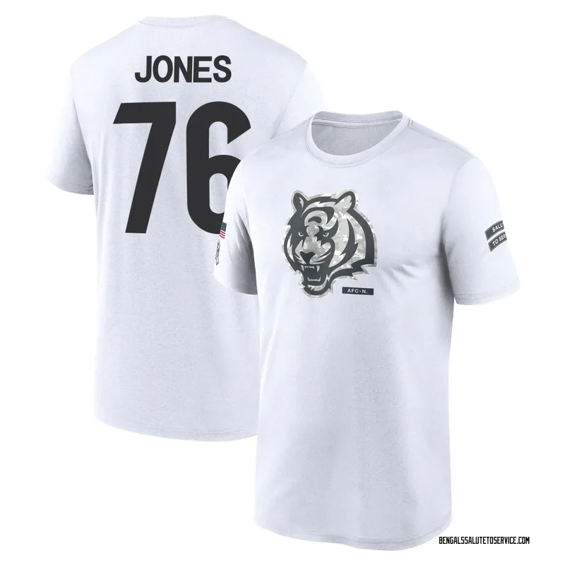 Youth Christian Jones Cincinnati Bengals Legend White 2024 Salute to Service Performance T-Shirt