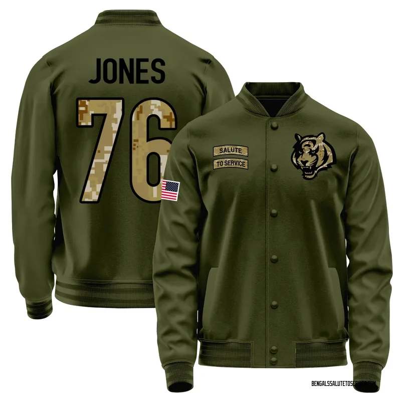 Youth Christian Jones Cincinnati Bengals Olive Salute to Service Sideline Performance Jacket