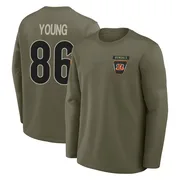 Youth Colbie Young Cincinnati Bengals Olive 2025 Salute to Service Sideline Coaches Long Sleeve T-Shirt