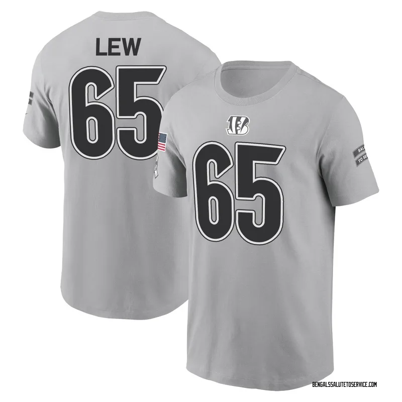 Youth Connor Lew Cincinnati Bengals Gray 2024 Salute to Service Name & Number T-Shirt