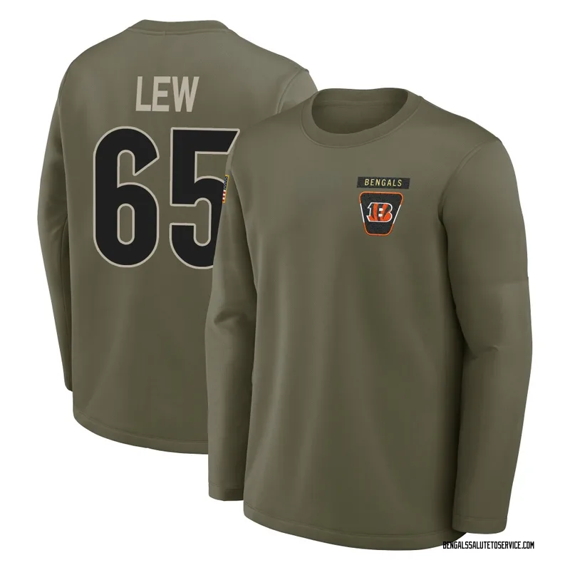 Youth Connor Lew Cincinnati Bengals Olive 2025 Salute to Service Sideline Coaches Long Sleeve T-Shirt