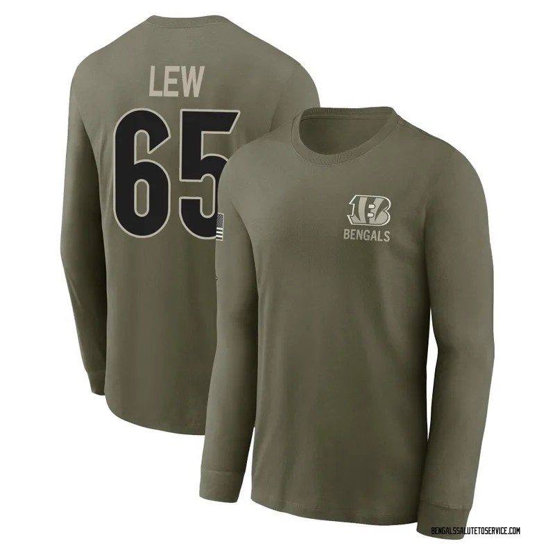Youth Connor Lew Cincinnati Bengals Olive 2025 Salute to Service Sideline Long Sleeve T-Shirt