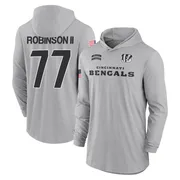 Youth Corey Robinson II Cincinnati Bengals Gray 2024 Salute to Service Lightweight Performance Long Sleeve Hooded T-Shirt