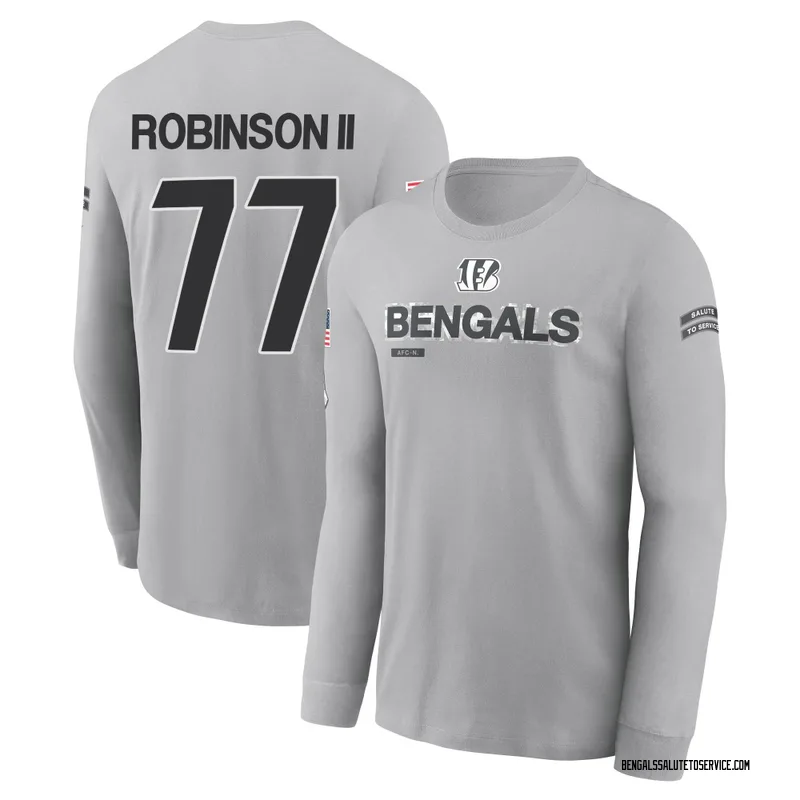 Youth Corey Robinson II Cincinnati Bengals Gray 2024 Salute to Service Long Sleeve T-Shirt