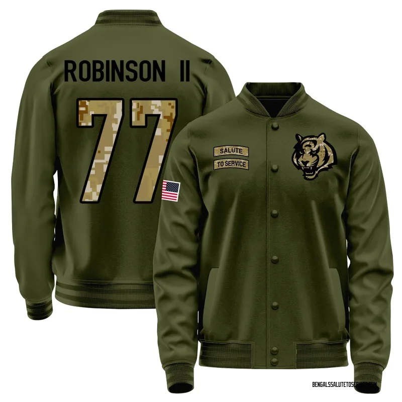 Youth Corey Robinson II Cincinnati Bengals Olive Salute to Service Sideline Performance Jacket