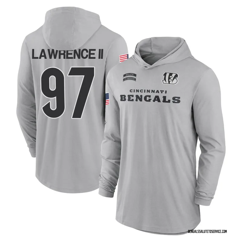 Youth Dexter Lawrence II Cincinnati Bengals Gray 2024 Salute to Service Lightweight Performance Long Sleeve Hooded T-Shirt