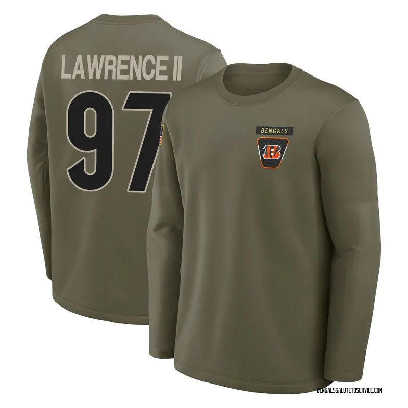 Youth Dexter Lawrence II Cincinnati Bengals Olive 2025 Salute to Service Sideline Coaches Long Sleeve T-Shirt