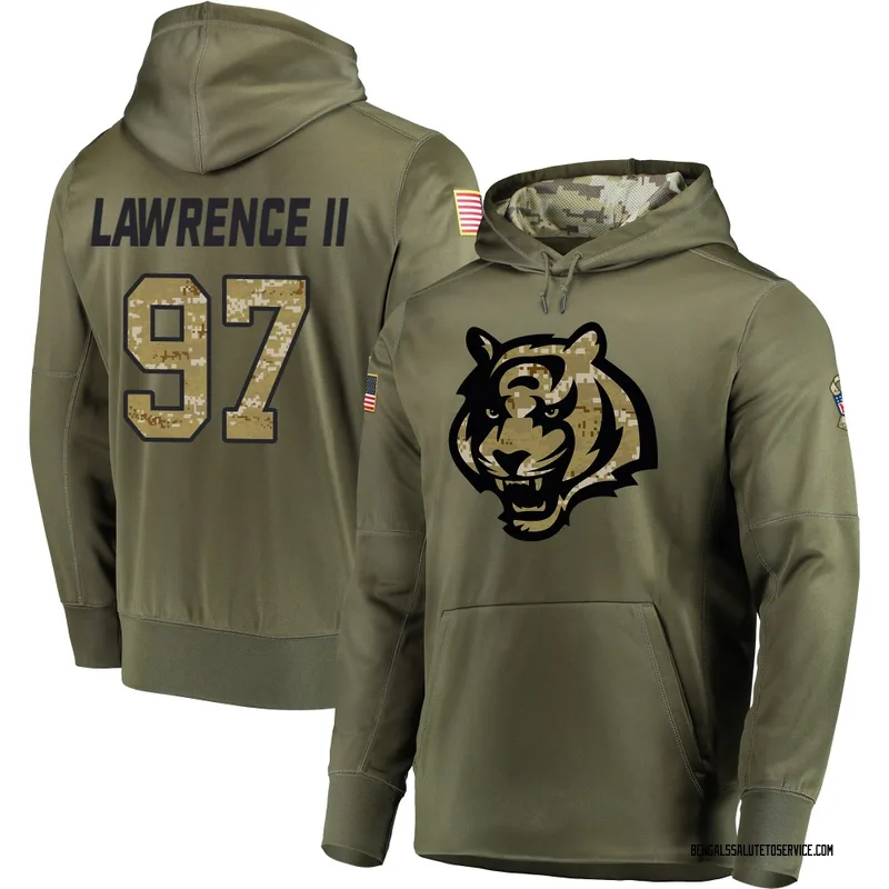 Youth Dexter Lawrence II Cincinnati Bengals Olive Salute to Service Pullover Hoodie