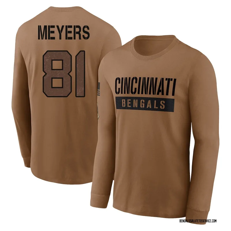 Youth Dohnte Meyers Cincinnati Bengals Brown 2023 Salute To Service Long Sleeve T-Shirt