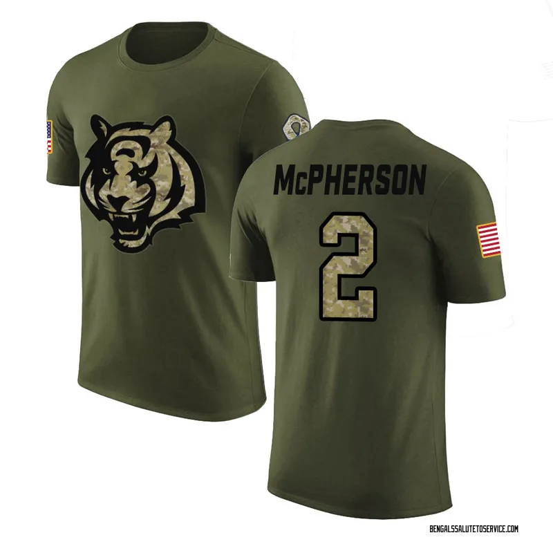 Youth Evan McPherson Cincinnati Bengals Legend Olive Salute to Service T-Shirt