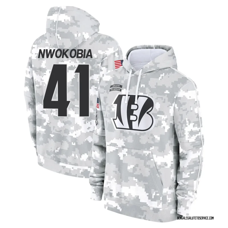 Youth Isaiah Nwokobia Cincinnati Bengals Camo Arctic 2024 Salute to Service Club Fleece Pullover Hoodie