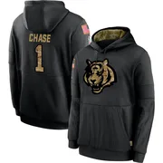 Youth Ja'Marr Chase Cincinnati Bengals Black 2020 Salute to Service Sideline Performance Pullover Hoodie