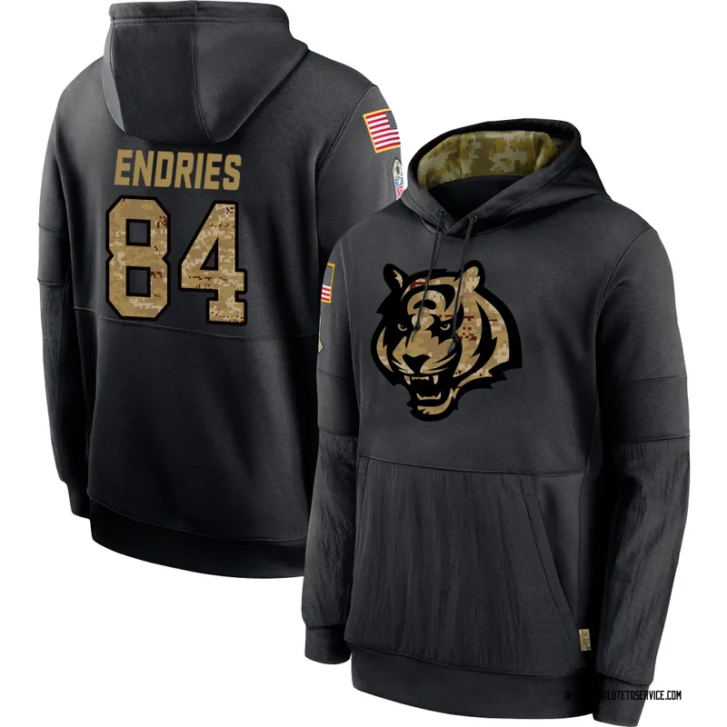 Youth Jack Endries Cincinnati Bengals Black 2020 Salute to Service Sideline Performance Pullover Hoodie