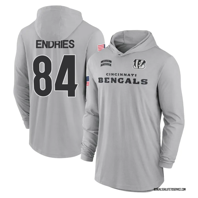 Youth Jack Endries Cincinnati Bengals Gray 2024 Salute to Service Lightweight Performance Long Sleeve Hooded T-Shirt